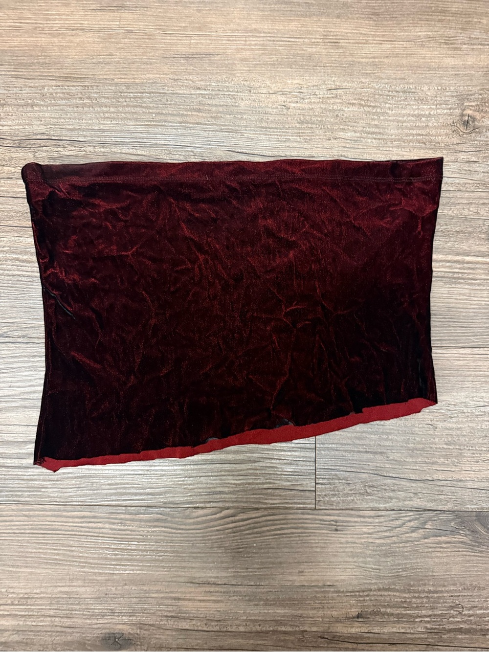 Velvet Strapless Crop Top in Deep Burgundy